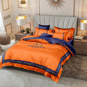 Hermes luxury bedcover set with designer patterns