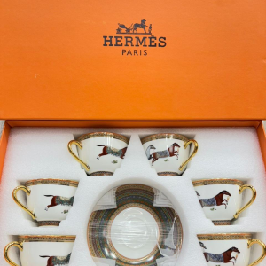 hermès 12 piece porcelain tea set – luxury cups & saucers collection