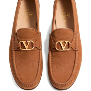 Valentino V Logo Signature suede loafers in Brown